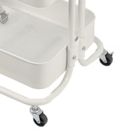 عربة تخزين 3 أدوار مع عجلات متحركة لون أبيض