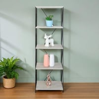 وحدة رفوف خشب ماليزي 5 ادوار متعددة الإستخدام رماد...