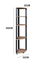 رف زاوية خشب ماليزي 5 أدوار - أسود وخشبي