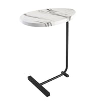 طاولة جانبية للخدمة بقاعدة - ابيض رخامي