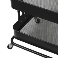 عربة تخزين 3 أدوار مع مقبض وعجلات متحركة لون أسود