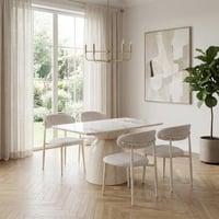 طاولة طعام سيراميك 4 كراسي - ابيض