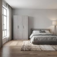 دولاب ملابس خشب 3 ابواب - رمادي