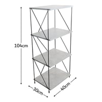 وحدة رفوف خشب ماليزي 4 ادوار متعددة الإستخدام رماد...