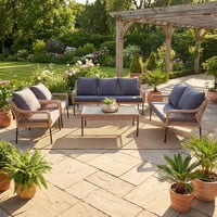 طقم كنب خارجي للحديقة 7 مقاعد - لون أسود