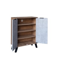 خزانة أحذية خشب ماليزي 4 أرفف – تصميم خشبي ورمادي