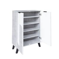 خزانة أحذية بابين خشب ماليزي – رمادي فاتح وأبيض