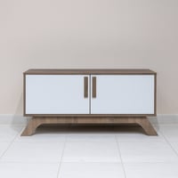 طاولة تلفزيون فخمه خشبية قاعدة ثابتة مع دولاب تخزي...