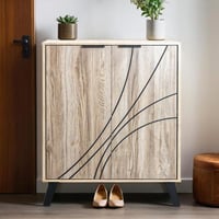 خزانة احذية بابين خشب ماليزي 4 أدوار للتخزين - لون...