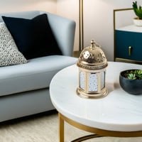 فانوس رمضان مع إضاءه LED وصوت مزخرف لون ذهبي