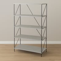 وحدة رفوف خشب ماليزي 5 ادوار متعددة الإستخدام رماد...