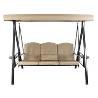 أرجوحة جلسات خارجية 3 مقاعد مع مظلة – لون بيج أنيق