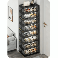 جزامه احذيه بلاستيك 8 ادوار مع غطاء شفاف - اسود