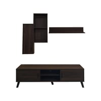 طاولة تلفزيون بني 160 سم مع ارفف خشب