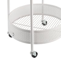 عربة خدمة متحركة دورين سطح زجاجي - أبيض