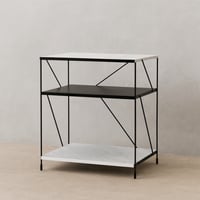 طاولة جانبية مودرن - أسود ورمادي رخامي