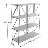 وحدة رفوف خشب ماليزي 4 ادوار متعددة الإستخدام رماد...