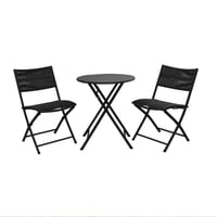 طقم كراسي حديقة مع طاولة دائرية - اسود