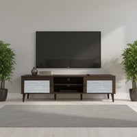 طاولة تلفزيون 160 سم خشب ماليزي 2 درج ورفوف - بني...