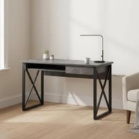 طاولة مكتب خشب مع درج تخزين مقاس 100 سم - رمادي