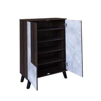 خزانة أحذية بابين خشب ماليزي 80 سم – بني غامق مع ر...