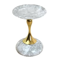 طاوله خدمه أنيقة من الاستيل بتصميم دائري - رمادي ر...