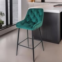 كرسي بار مخمل مرتفع لون أخضر 101 سم