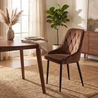 كرسي مفرد بني من قماش المخمل