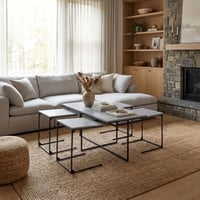 طاولات قهوة رمادي 5 قطع خشب ماليزي