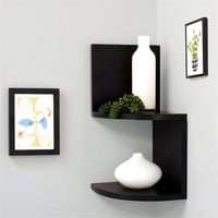 رفوف زاوية خشبية دورين باللون الأسود