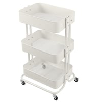 عربة تخزين 3 أدوار مع عجلات متحركة لون أبيض