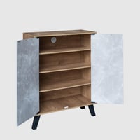 خزانة أحذية خشب ماليزي 4 مستويات بابين – رمادي وخش...