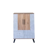 خزانة أحذية بابين خشب ماليزي 80 سم - بيج وأسود – خ...