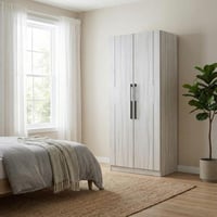 دولاب ملابس درفتين خشب رمادي