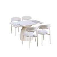طاولة طعام سيراميك 4 كراسي - ابيض