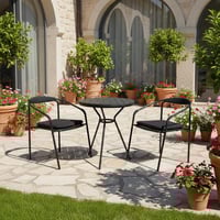 طقم جلوس حديقة طاولة دائرية مع 2 كراسي – أسود