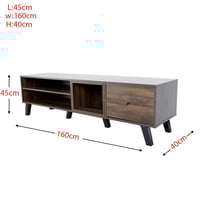 طاولة تلفزيون خشب ماليزي 160 سم مع درج و2 ارفف لون...