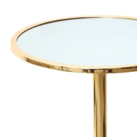طاوله خدمه ذهبي ستيل مع سطح مرآة دائري