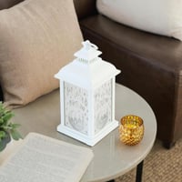 فانوس رمضان مضيء يعمل بالبطارية - ابيض واسود