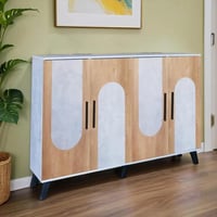 خزانة أحذية 4 أبواب خشب ماليزي 160 سم – رمادي مع خ...