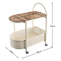 عربة خدمة متحركة دورين سطح زجاجي - بيج