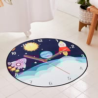 سجاده دائرية للأطفال بتصميم ساعة ورسومات الفضاء مق...