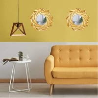 مرآة ديكور للحائط دائرية الشكل باللون الذهبي مزخرف...