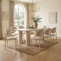 طاولة طعام رخامية 8 كراسي - بيج