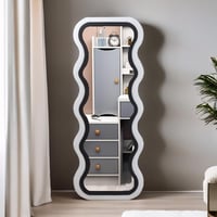 مرايا طويله جدارية مع إطار مموج