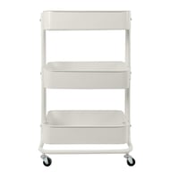 عربة تخزين 3 أدوار مع عجلات متحركة لون أبيض