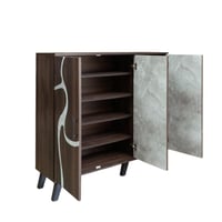 دولاب احذية 3 درفات خشب ماليزي 5 أدوار - بني غامق...