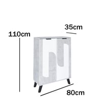 خزانة أحذية بابين خشب ماليزي – رمادي فاتح وأبيض