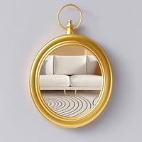 مرايا جدارية دائرية بإطار ذهبي