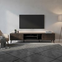 طاولة تلفزيون خشب ماليزي 200 سم , 2 درج ورفوف - بن...